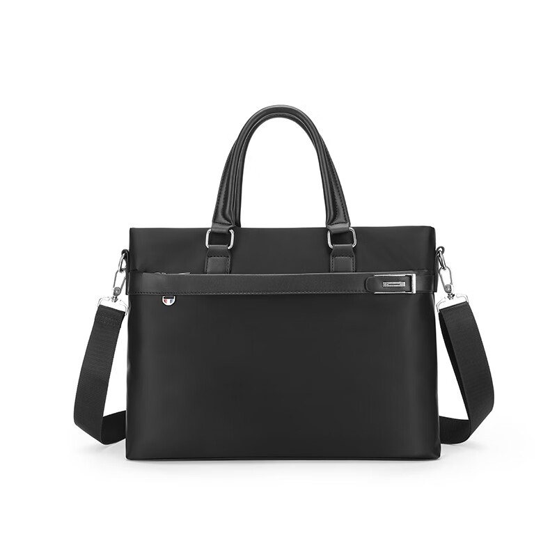 恒源祥精英男包手提包帆布男士电脑包斜挎商务公文包男大容量牛津布 商务精英公文包HYX0634 黑色