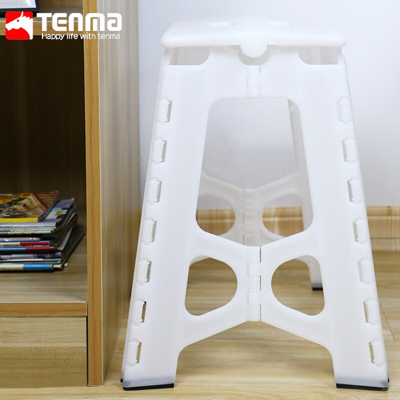 Tenma stool bathroom plastic stool bedroom plastic stool indoor and outdoor with handle foldable high stool kitchen can stand and step on the platform stool