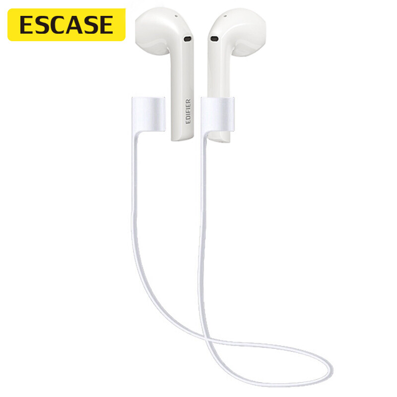 Escase stroller lolipods wireless Bluetooth sports headset anti loss rope real wireless Bluetooth headset back winding neck hanging rope silicone soft rope white