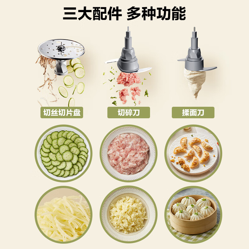 小熊（Bear）绞肉机家用 绞馅机 1.5L大容量碎肉机电动多功能料理搅拌打肉饺子肉馅切丝切片揉面可拆洗套娃收纳 LLJ-E15L2