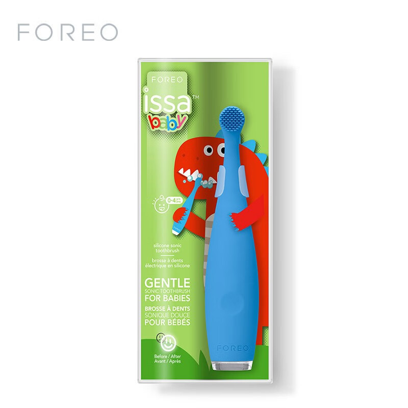 Foreo Issa baby silicone intelligent electric toothbrush low frequency vibration acoustic wave bubble blue for infants and young children
