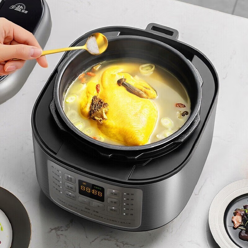 美的（Midea） 少盐提鲜压力锅电压力锅高压力锅不锈钢/不粘内胆智能调压一锅双胆WiFi互联 线下同款 MY-C643G（6L不锈钢+不粘内胆)