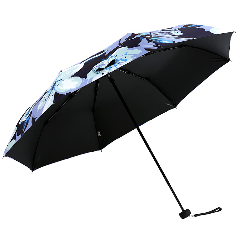 Paradise umbrella full shading black glue 55cm * 8 bone three fold sun umbrella sunny umbrella 31844e light purple