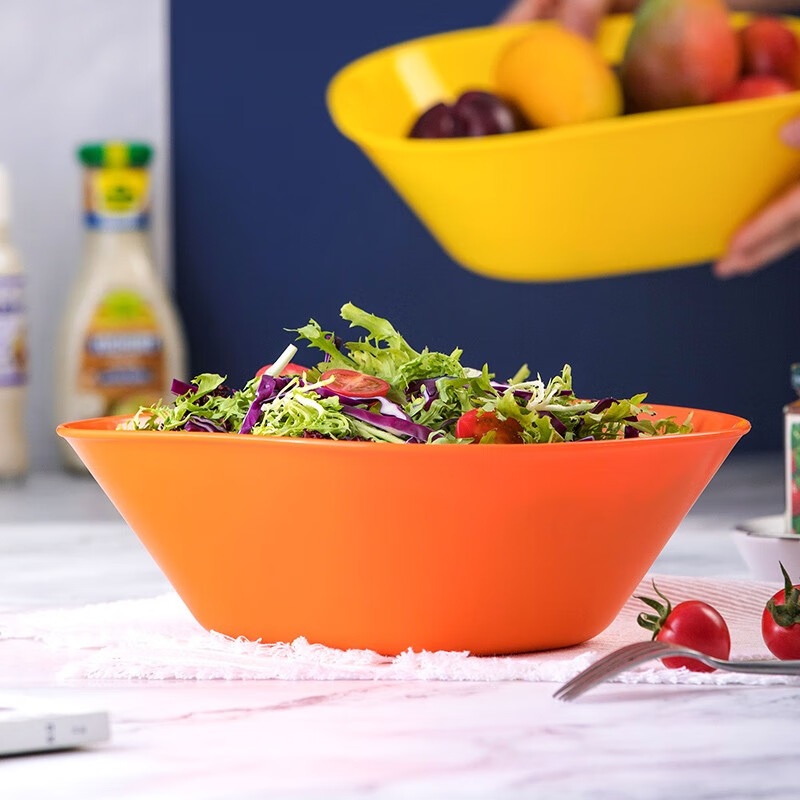 茶花（CHAHUA） 茶花水果盘果盆客厅沙拉水果盆塑料创意时尚沙拉碗 2787方形绿色1个