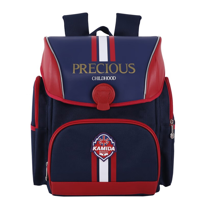 Komita schoolbag for primary school students, male and female British style schoolbag for children, grade 1-3-6, large capacity load reducing backpack, blue with red bag581-02