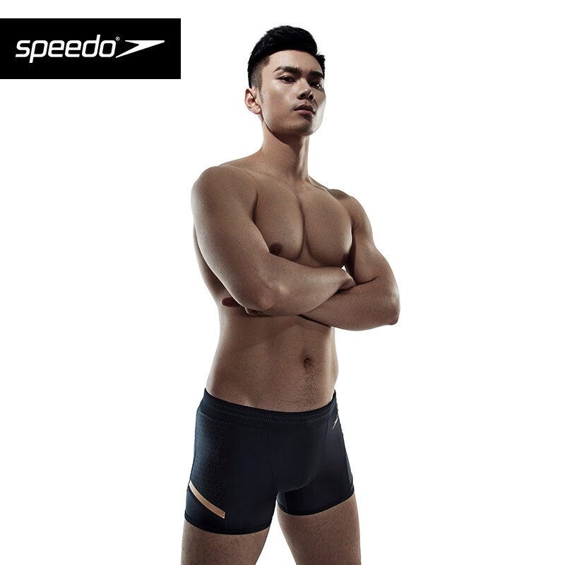 SPEEDO / Speedo new electric matrix series dfn-01 texture men's flat angle swimming trunks 812422815 Black / gray 32