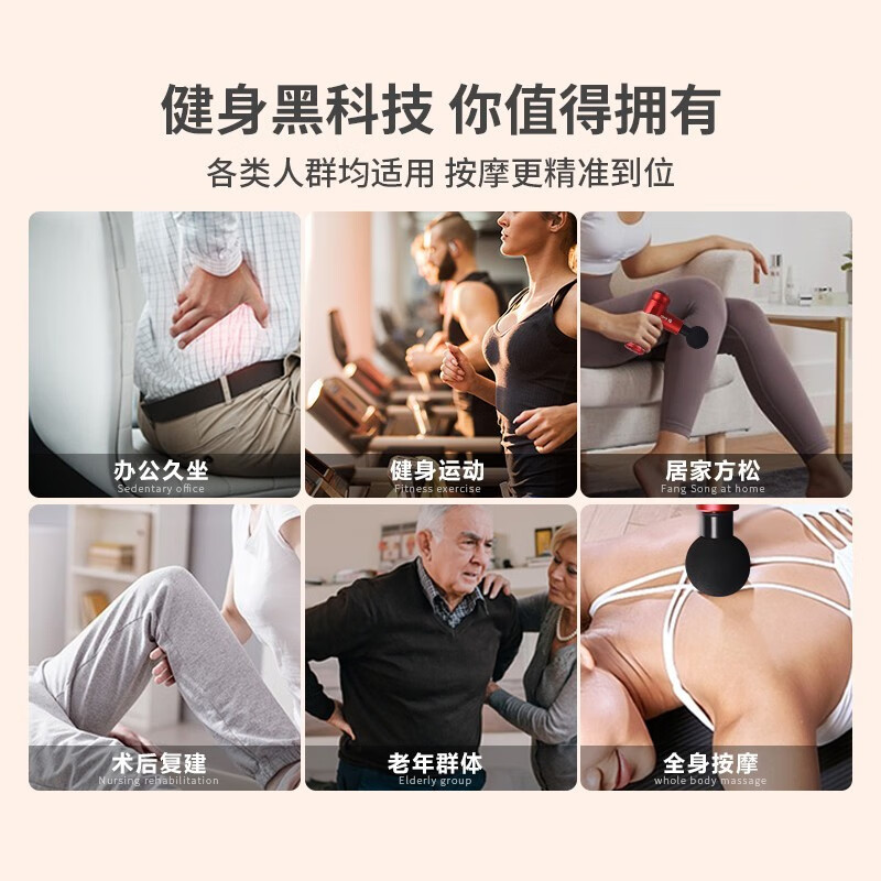 翔宇医疗 深层肌肉刺激仪健身放松理疗仪专业便携筋膜枪二类器械肌肉经络颈肩按摩器XY-DMS-102C 星空银