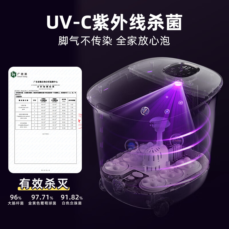 小熊（Bear）泡脚桶 全自动按摩恒温加热足浴盆 智能杀菌泡脚盆洗脚盆过膝 父亲节礼物送长辈ZYP-C08X3