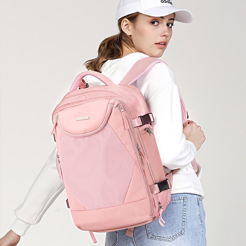 Landcase travel bag women's large capacity backpack 15.6 inch Laptop Bag multifunctional Travel Luggage Backpack campus college and middle school schoolbag 6682 Pink