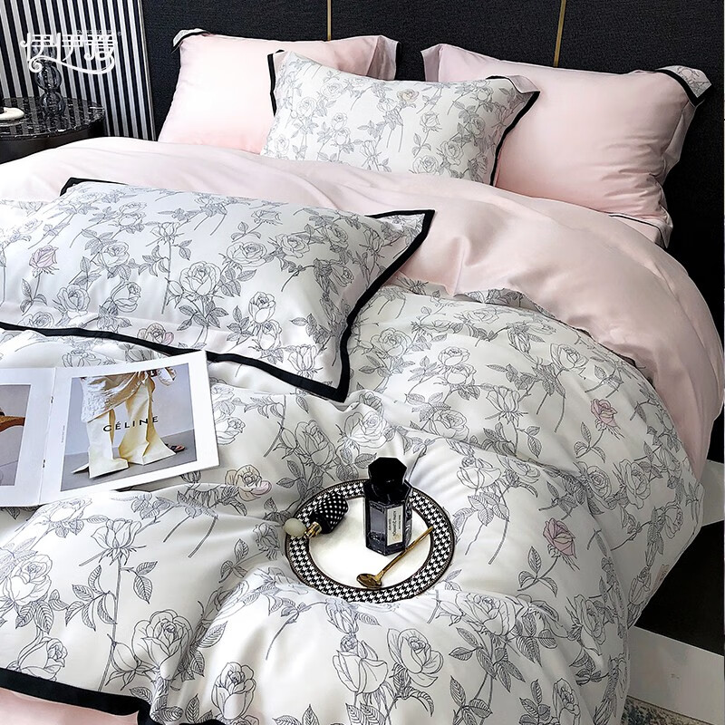 伊伊爱TJ0ZML2201670暗夜玫瑰莱赛尔印花四件套 暗夜玫瑰 200*230cm