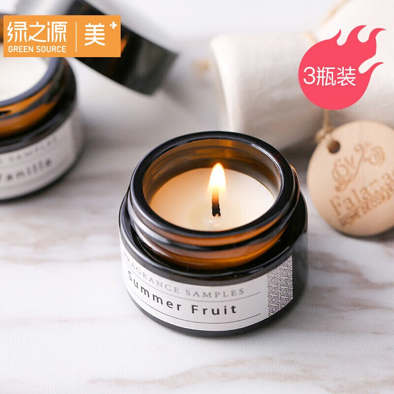 Green source three bottled tea perfume, fruit vanilla 222g*3 bottle, aromatherapy candle, indoor perfume, romantic proposal, birthday presentation, smoke-free dinner decoration.