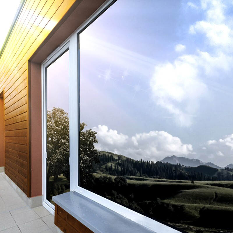 Ice sun window thermal insulation film balcony glass one-way perspective sunscreen film double-sided silver 0.9x2 M