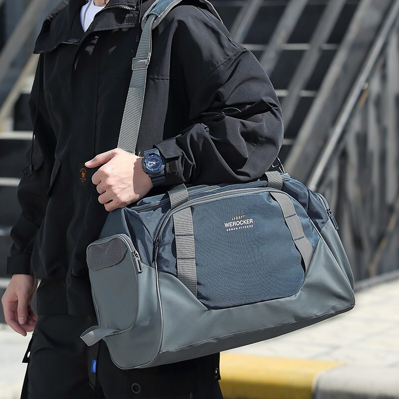 Light rider travel bag men's hand luggage bag super large capacity business short trip travel bag multifunctional dry wet separation sports bag fitness bag 410 blue with gray