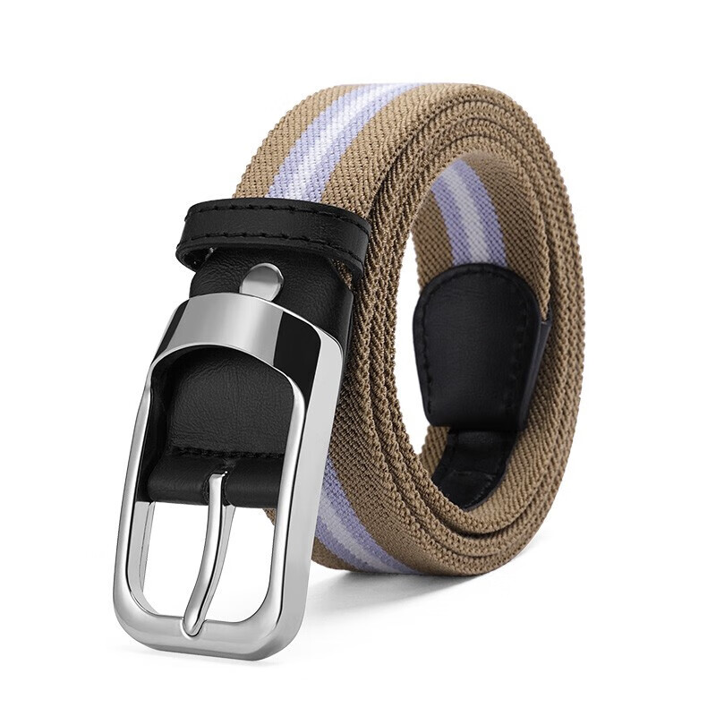 Polo canvas belt men's casual fashion pin buckle belt versatile youth jeans trouser belt zy801p011j Khaki with purple