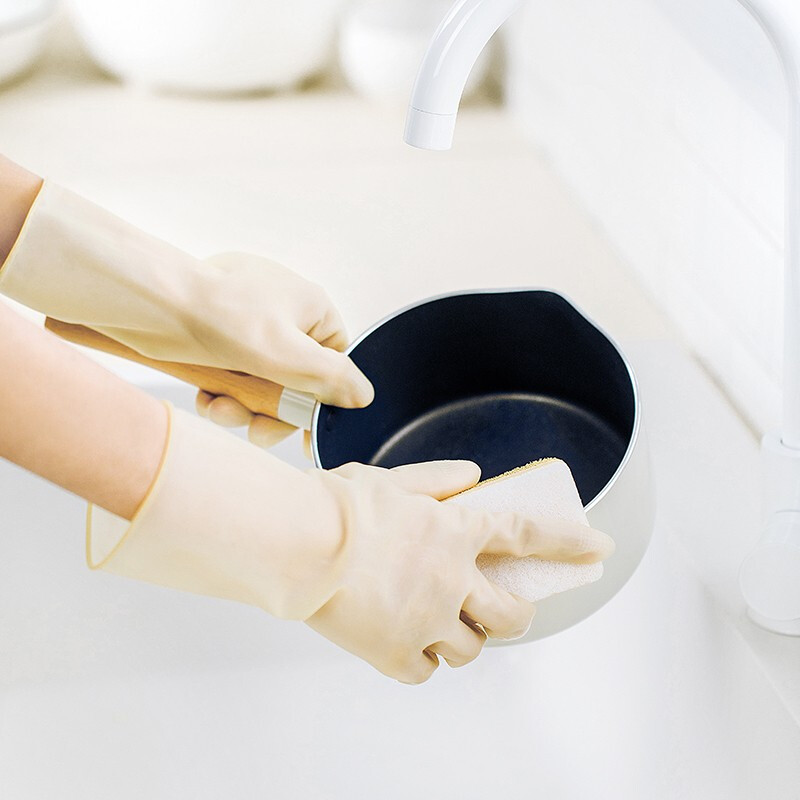 茶花乳胶家务手套厨房洗碗刷碗耐用女夏季洗衣服防水薄款干活神器 巧护舒适手套（均码） 两双装