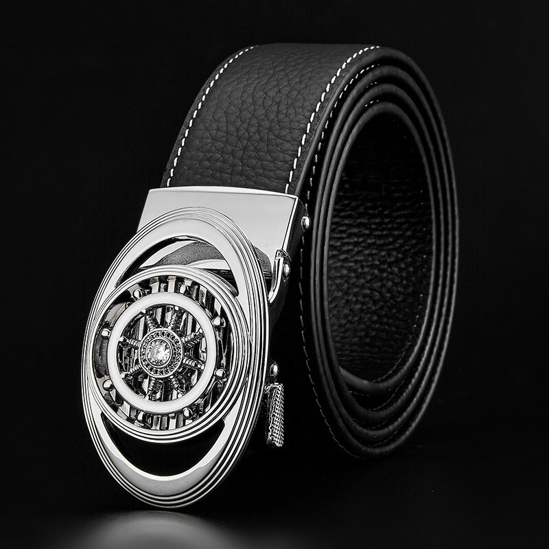 Mashalanti fortune men's belt head layer cowhide belt automatic buckle trouser belt men's pd899 Chrome (110-130cm)
