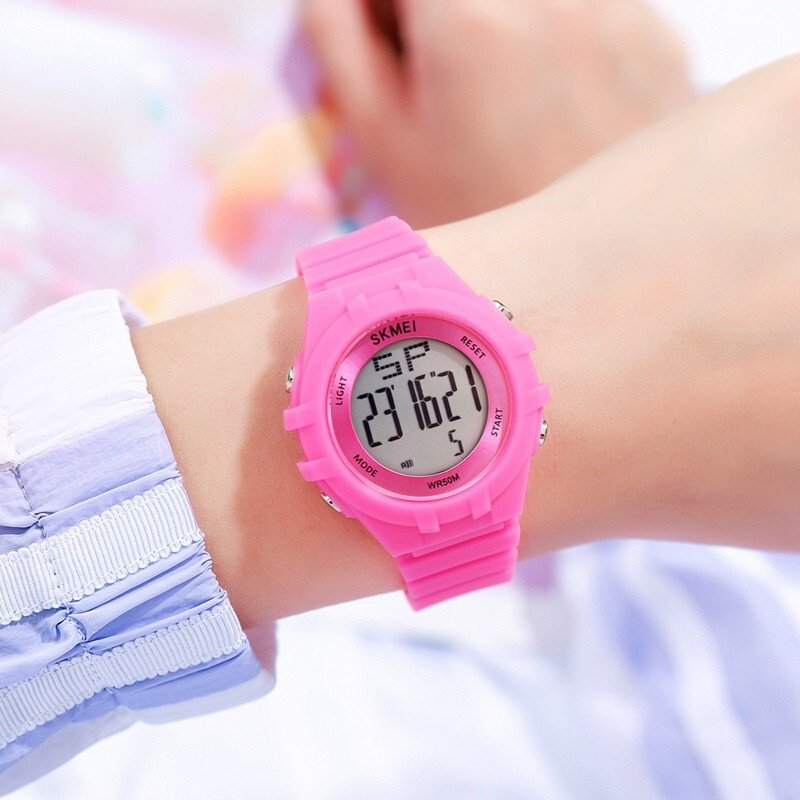 Timebeauty skmei watch sports multifunctional junior middle school students boys and girls colorful cool LED light night light waterproof alarm clock teenagers electronic watch 1716 rose red