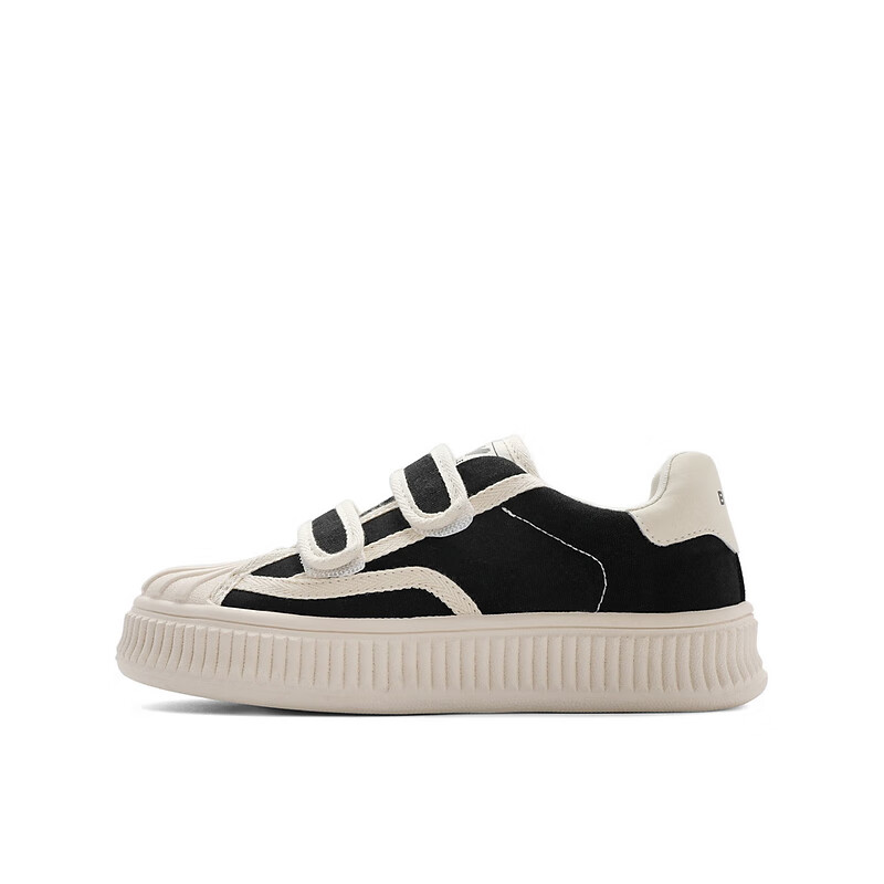 百丽贝壳头板鞋童鞋2023春季新商场同款魔术贴饼干鞋35330A83 黑色 33