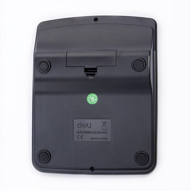 得力（deli）0838 计算器 大屏大按键计算机办公财务专用12位计算机水晶大按键 桌面太阳能计算器（黑）
