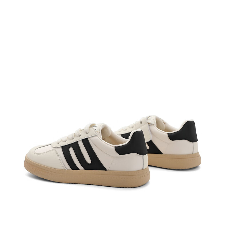 百丽跑道设计德训鞋童鞋2023春季新商场同款美式复古休闲鞋35900A83 米白/黑 32