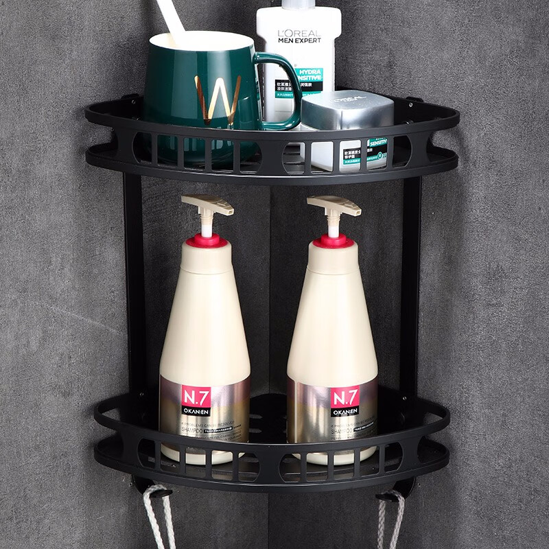 Tiger xiansen non perforated toilet triangular shelf bathroom corner wall hanging space aluminum toilet storage shelf