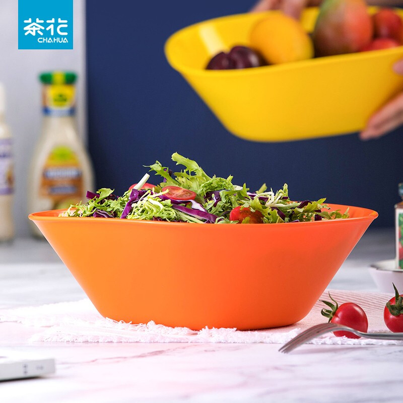 茶花（CHAHUA） 茶花水果盘果盆客厅沙拉水果盆塑料创意时尚沙拉碗 2787方形绿色1个
