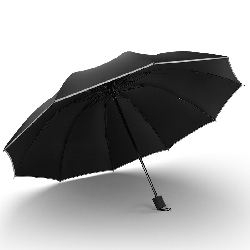 Maydu extra large 10 bone sunscreen sunny umbrella men's business folding umbrella black glue anti ultraviolet sunshade three fold double sunshade m3012 black