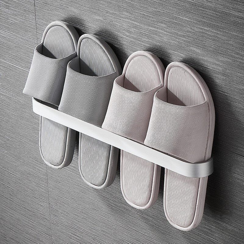 Foojo slipper rack space aluminum non perforated toilet bathroom rack moonlight Silver Double