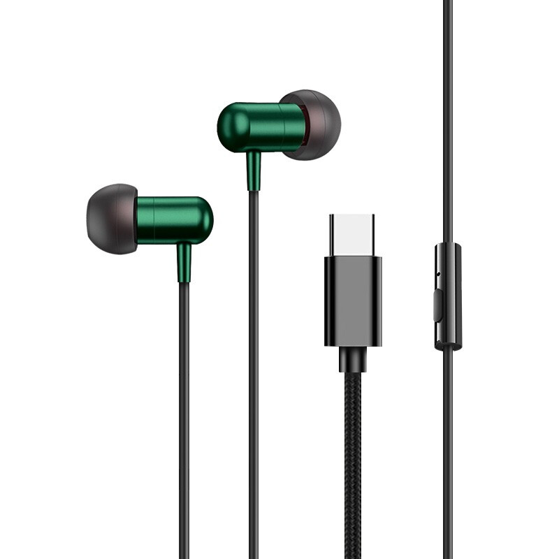 Newmine xlt05 type earphone wired music mobile phone earphone type-C semi in ear earphone WIRED GREEN