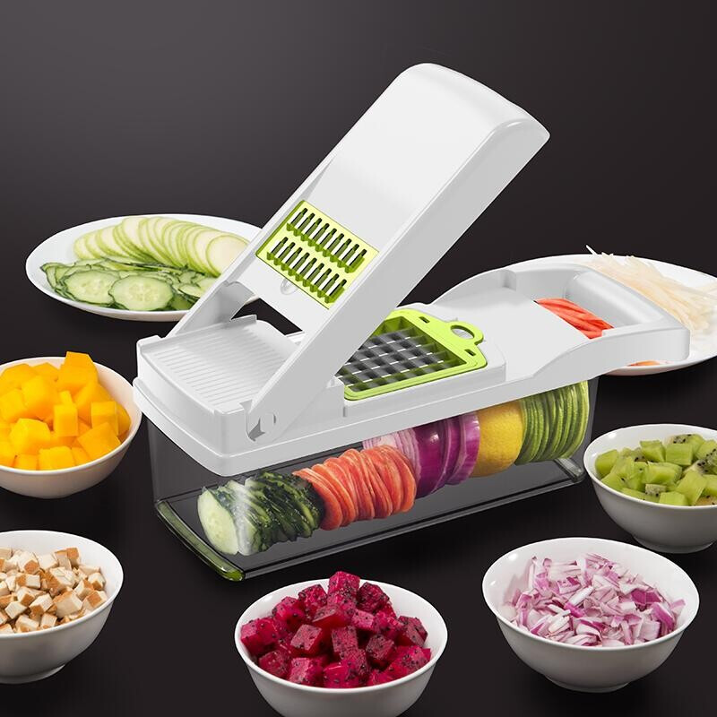 Meizhikou vegetable cutting artifact multifunctional diced potato shredder shredder planer household potato chip slicing kitchen shredder white