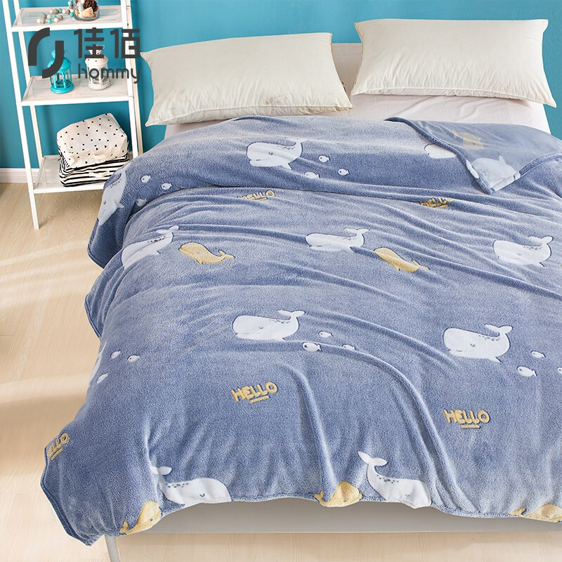 Jiabai blanket bed sheet flannel blanket warm velvet cover blanket coral velvet blanket super soft plush bed sheet student dormitory blanket leisurely dolphin 180 * 200cm