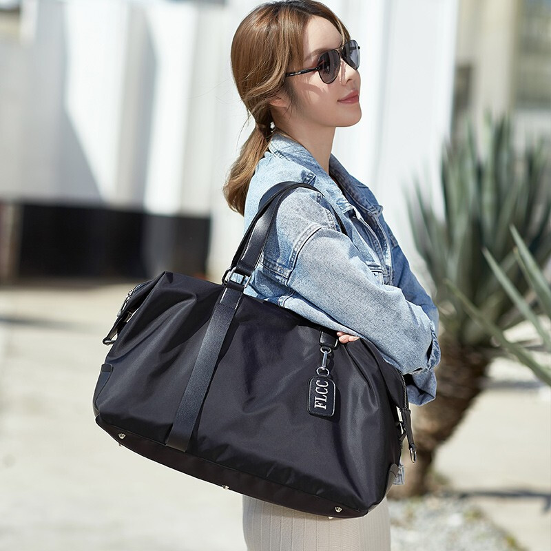 Landcase travel bag women's high-capacity hand luggage bag multifunctional sports bag fitness bag men's dry wet separation Yoga Bag Korean fashion single shoulder diagonal bag 2038 black