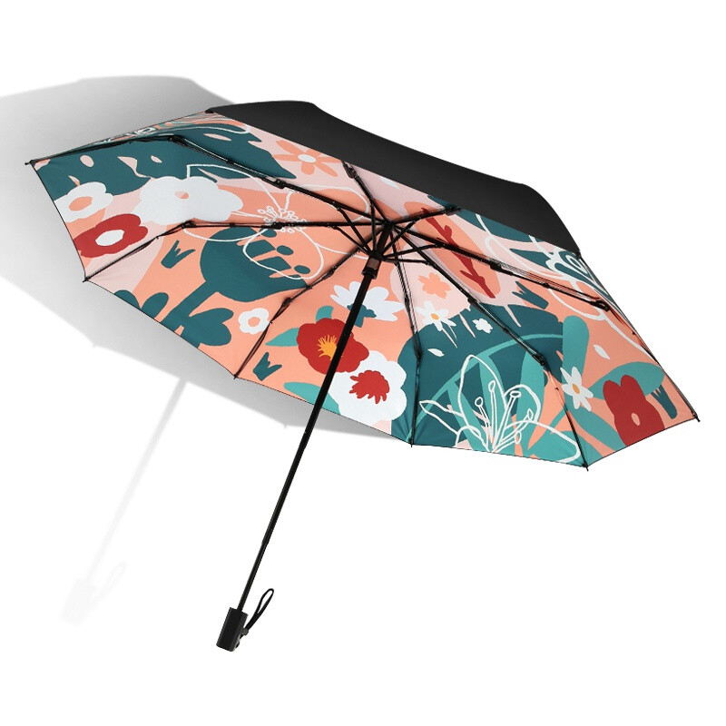 Maydu mirin sunscreen sunshade umbrella female sunny and rainy small black umbrella black glue anti ultraviolet folding sun umbrella three fold umbrella m3005 mirin
