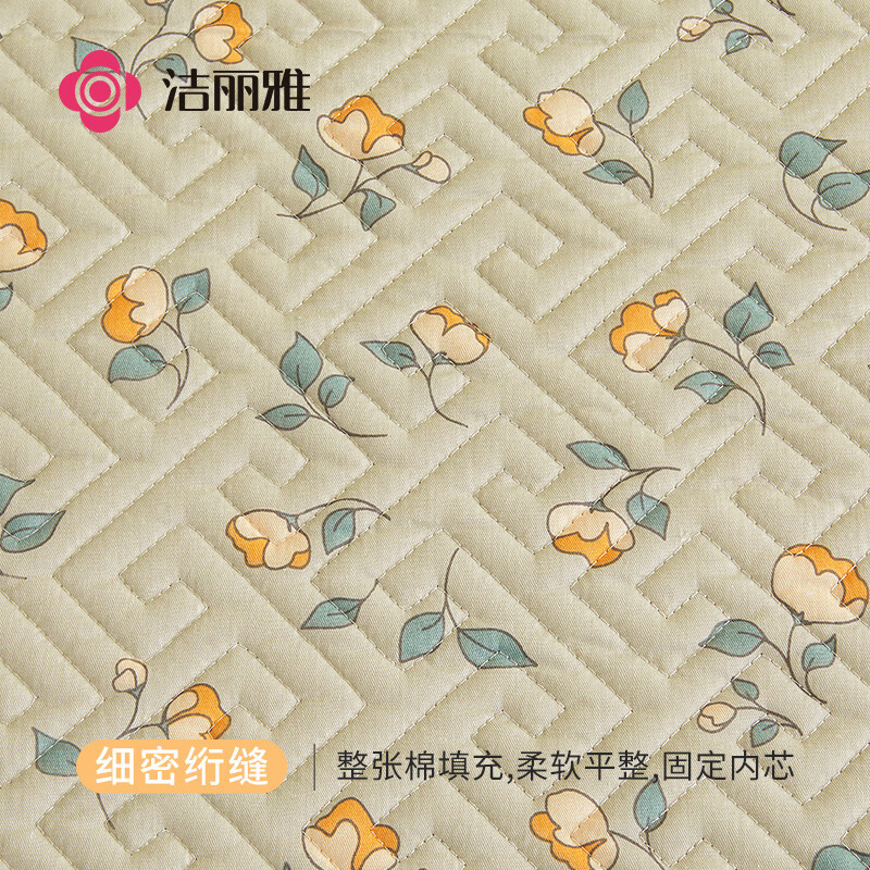 洁丽雅（Grace）夹棉床盖 全棉床单单件印花纯棉加厚双人床罩 春野花开 200*230cm