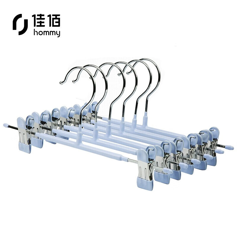 Jiabai clothes hanger clip space saving pants rack PVC rubber impregnated non slip pants skirt clip air socks pants skirt rack 6 Pack Blue 2h183