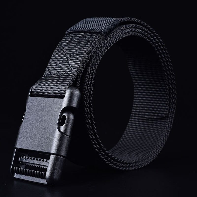 Half cigarette buckle belt men's no metal belt men's security canvas nylon outdoor overalls belt b-201201 black 120cm