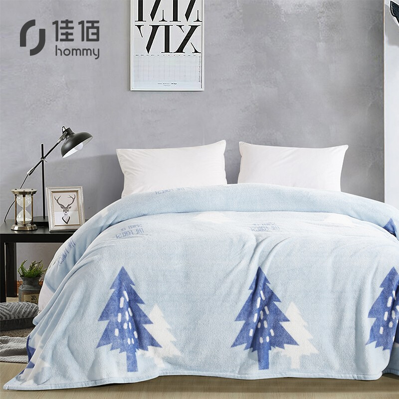 Jiabai blanket winter flannel blanket four seasons warm cover blanket towel blanket office lunch break blanket student blanket velvet quilt two-color pine 180 * 200cm 2.3 kg