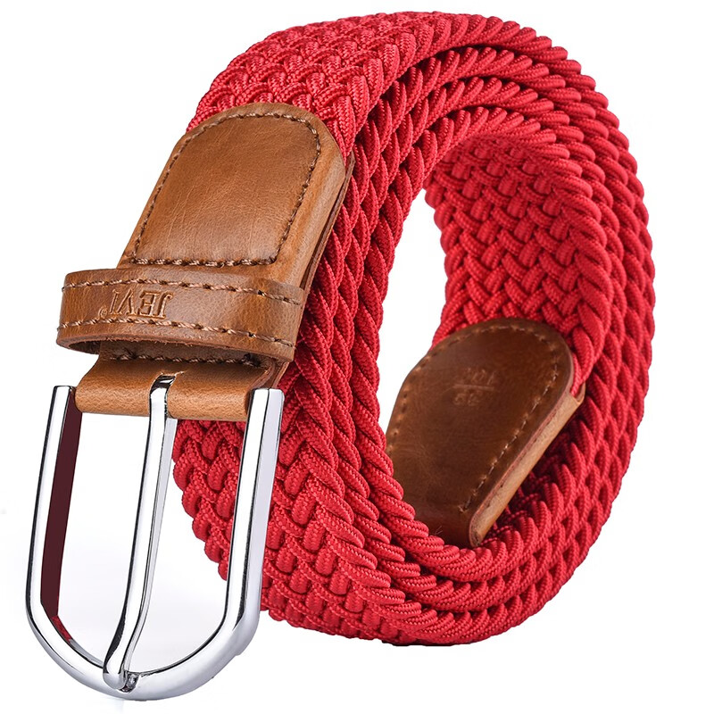 JEVI canvas belt men's and women's fashion elastic woven needle buckle belt benmingnian red belt elastic belt jwyd-0102 red 105cm