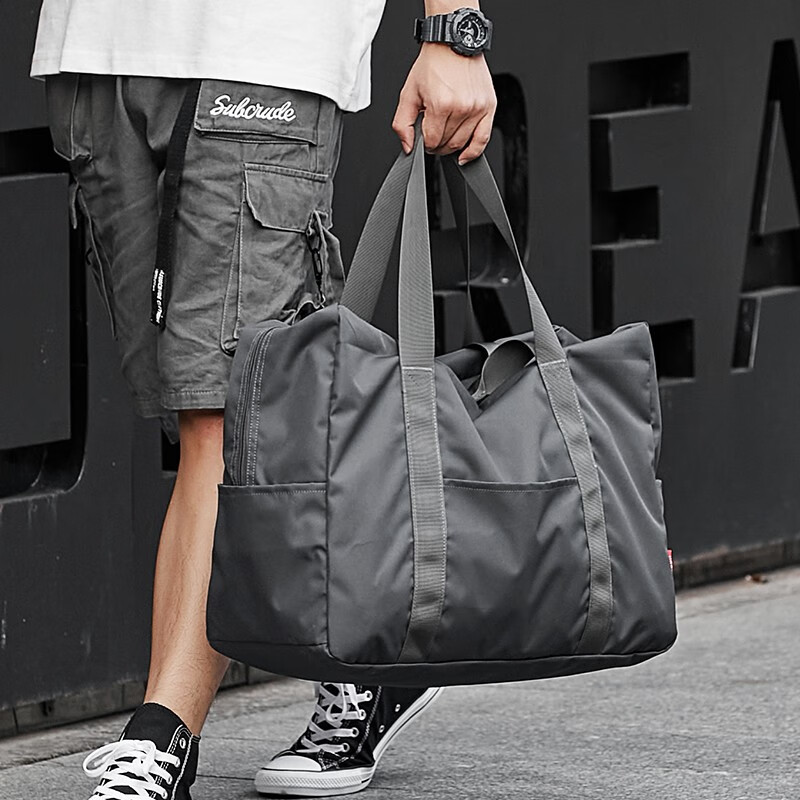 Light rider fashion portable travel bag men's large capacity storage folding bag short distance light luggage bag simple business luggage bag sports fitness women's bag 6028 black
