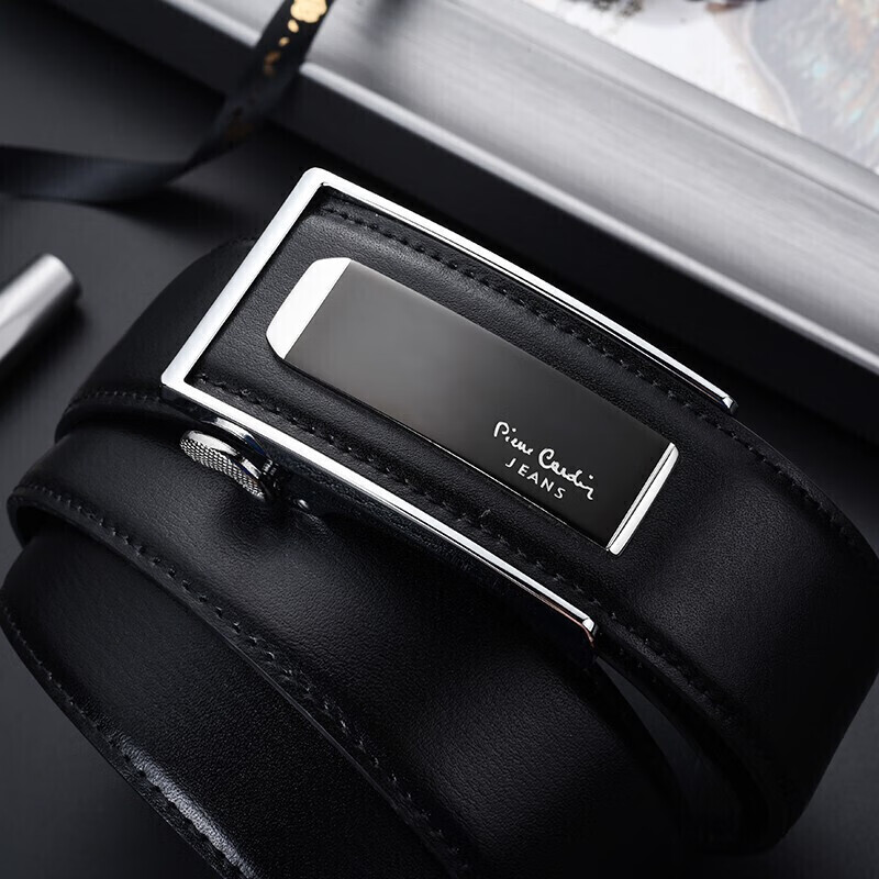 Pilkadan belt men's business leather automatic buckle belt gift box belt men's trouser belt black agy81210215aa3 125cm black