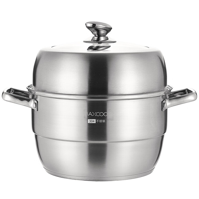 Maxcook steamer 304 stainless steel 30cm two-layer steamer thickened double bottom soup steamer induction cooker gas stove general mcz222