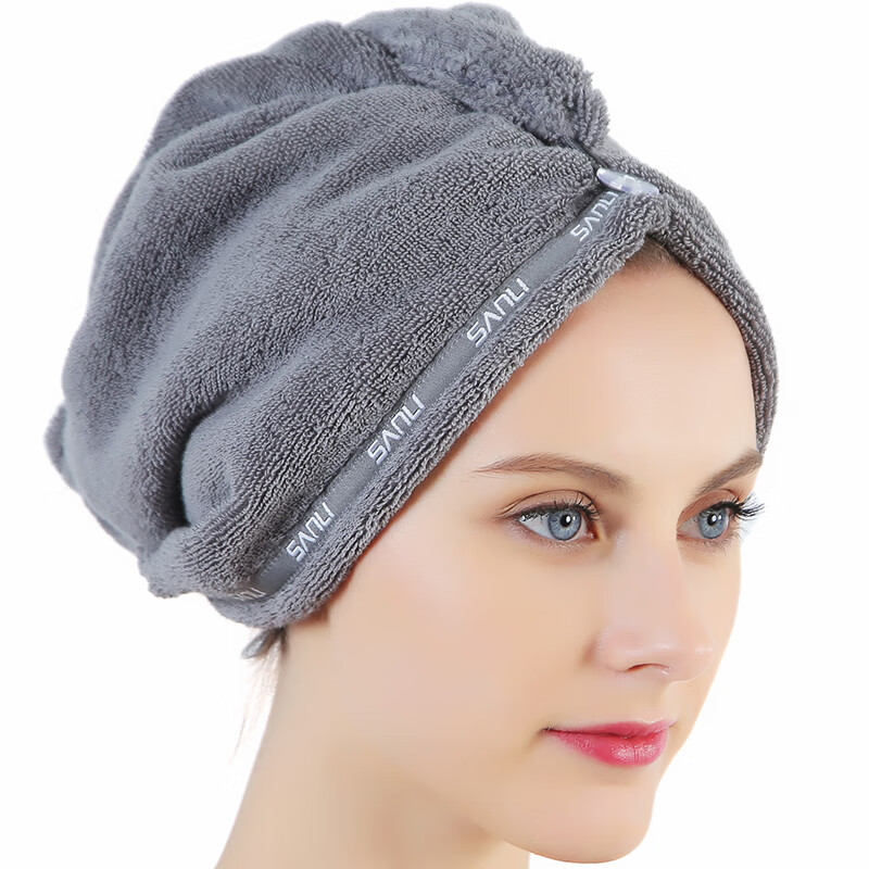 Sanli long staple cotton dry hair cap class a standard pure cotton hair wiping quick drying Baotou towel 140g strong water absorbing dry hair thickened bath cap gray