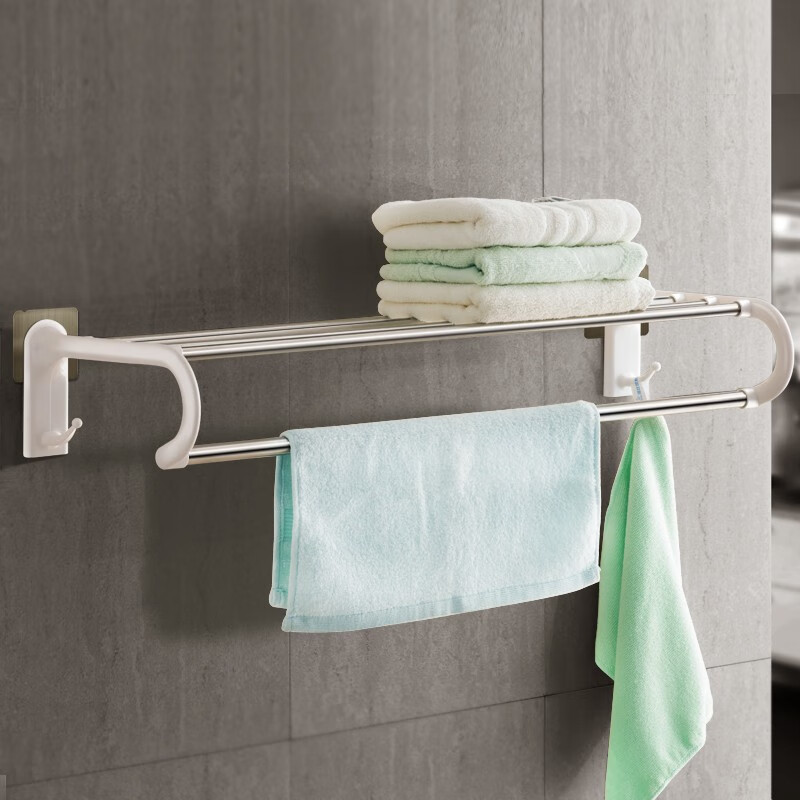 Meijia life Rack stainless steel nail free bathroom toilet kitchen towel rack bath towel rack with hook traceless hook 71cm
