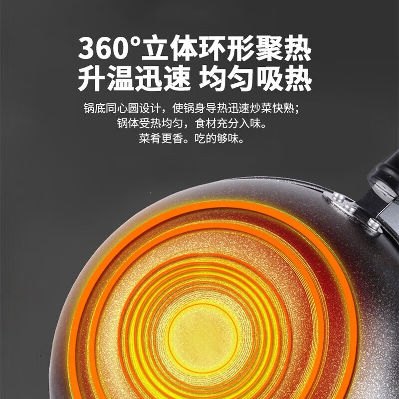 康巴赫炒锅麦饭石色炒锅煎炒两用家用不粘锅煎锅不挑炉具CGL32A1