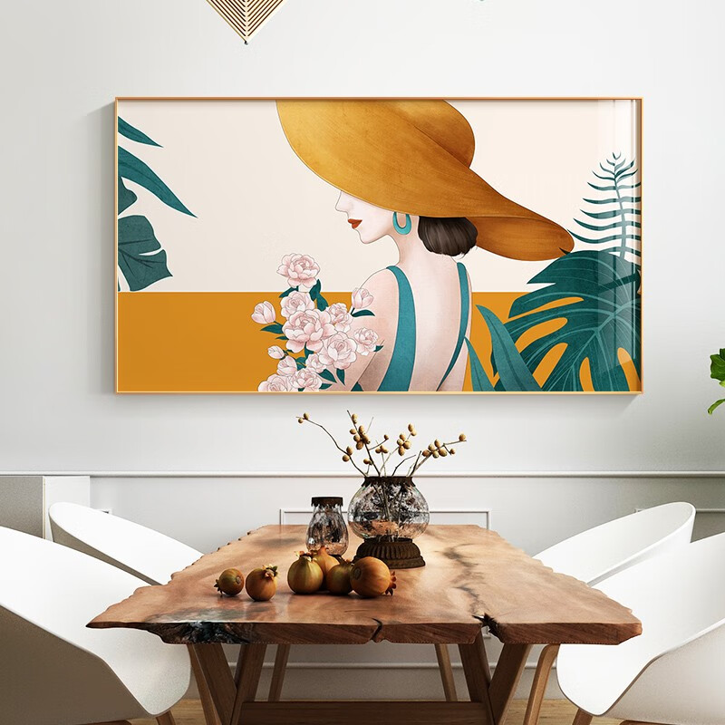 Reputation decorative painting crystal porcelain porch corridor restaurant single hanging painting modern light luxury aluminum alloy sofa background wall simple European Nordic style painting flower age 90 × 60cm customizable