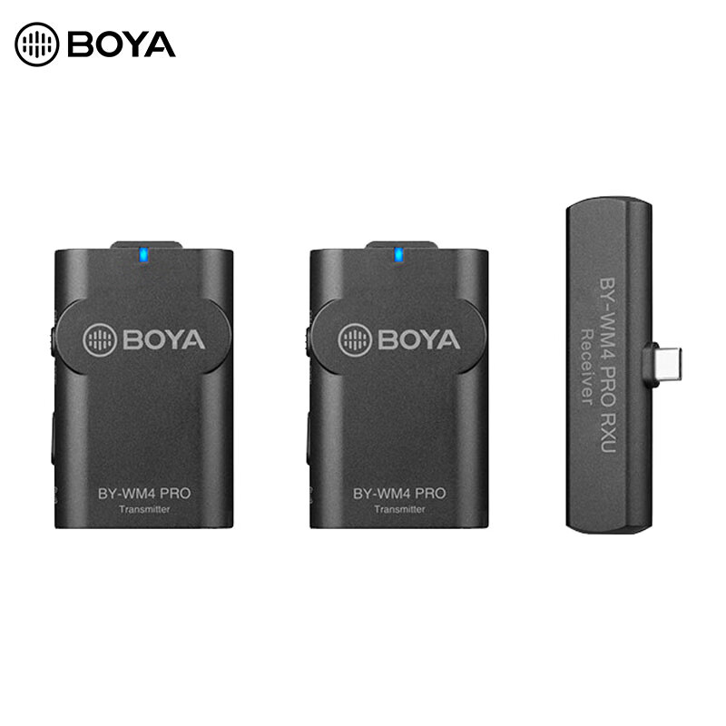Boya Boya microphone by-wm4pro Android type-C one pull two collar clip wireless small bee mobile phone live wireless microphone vlog interview and recording wireless microphone