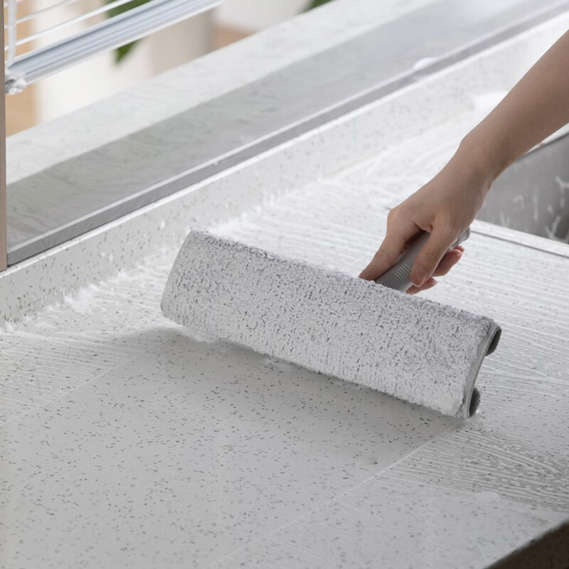 茶花擦玻璃神器双面清洗擦窗器家用伸缩杆窗户刮洗清洁工具 玻璃刮水 升级款【灰色杆1.45米】