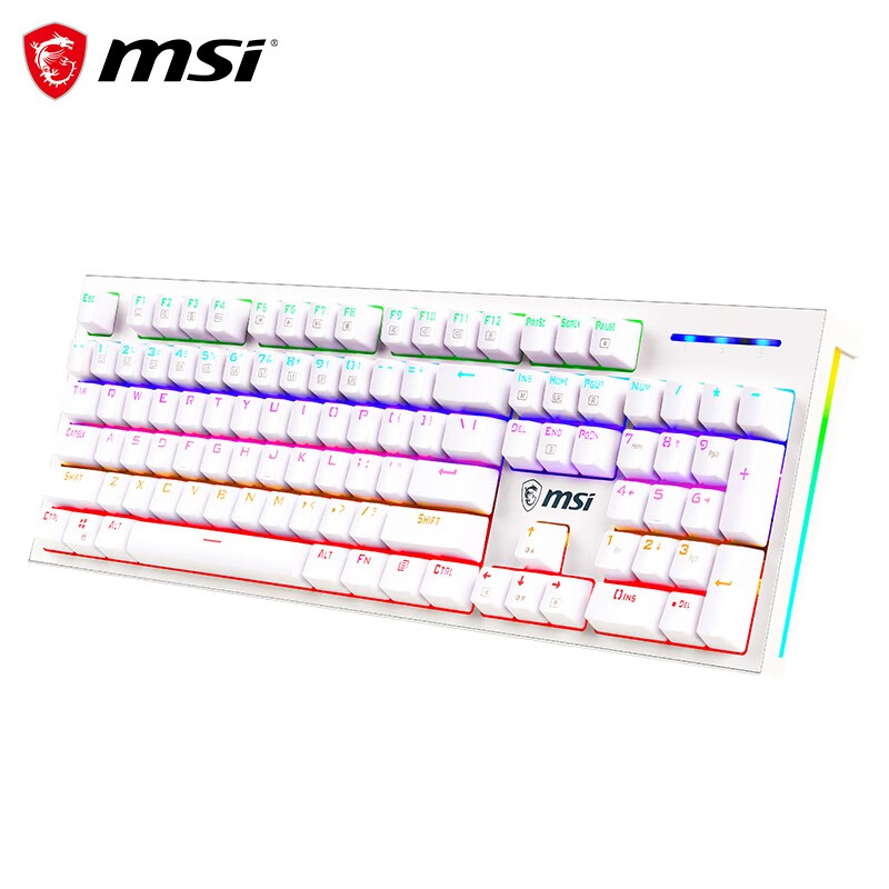 MSI gk50z mechanical keyboard red axis RGB light effect wired game E-sports office keyboard 104 keys eat chicken keyboard white