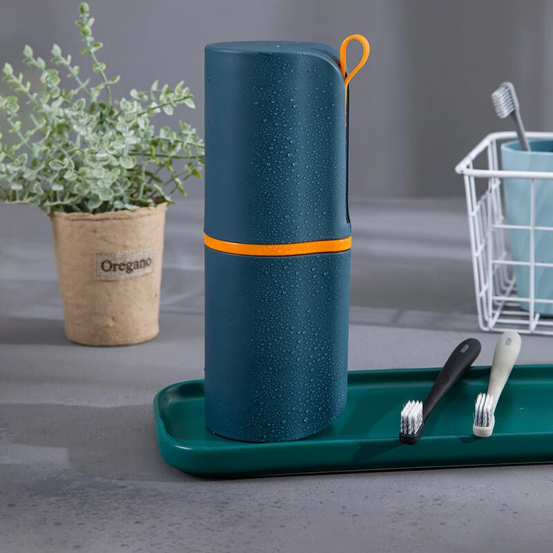 40000 km washing cup men's and women's travel toothbrush cup brushing cup couple's portable mouthwash cup toothpaste toothbrush storage box ocean blue