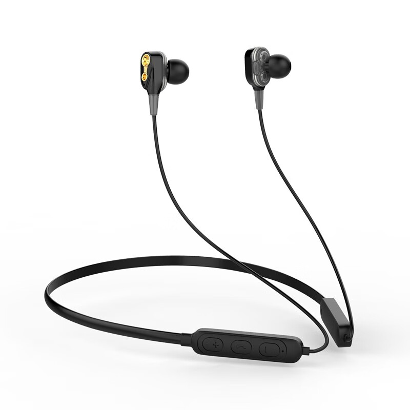 Bee wing hanging neck sports Bluetooth headset in ear sports running by wire headset with super long life can talk black